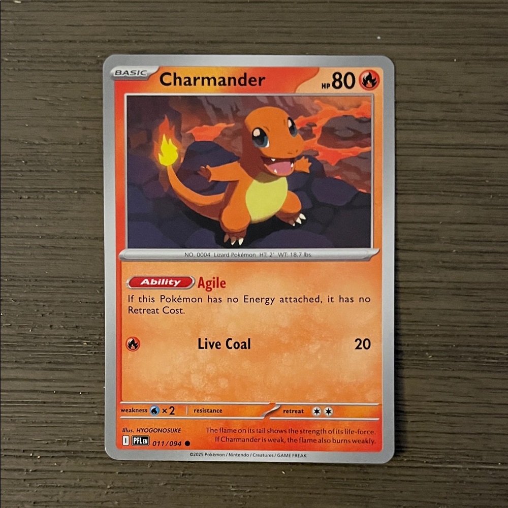 Pokemon Charmander Trading Card - Red and Orange